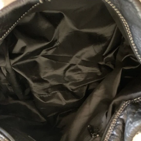 UIUIUEE Italian Leather Black Studded Shoulder Bag Made in Italy High Quality